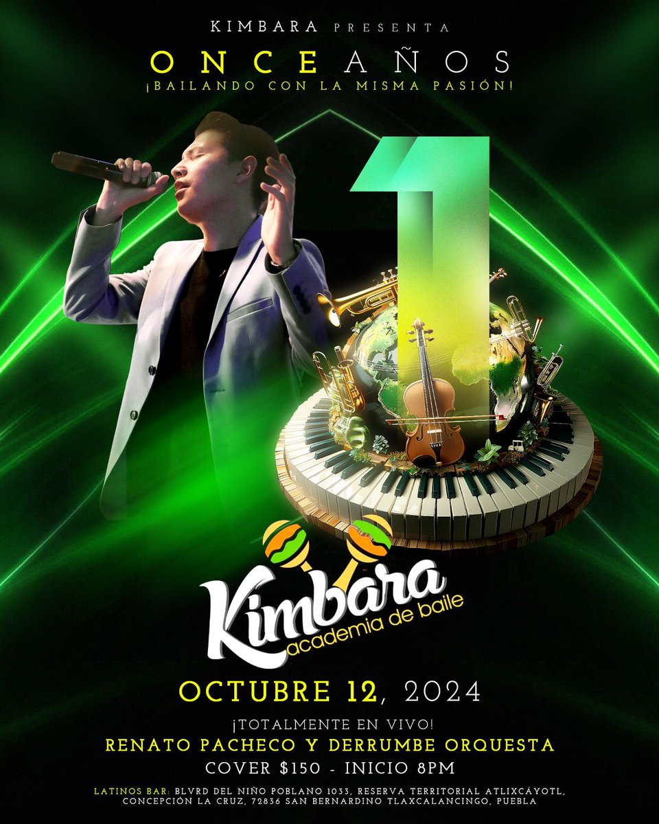espectaculosSP's tweet photo. Kimbara academia de Baile presenta #11años ¡ Bailando con la misma pasión! ❤️‍🔥 ❤️‍🔥

Octubre 12 a las 8:00 pm en Latinos Bar (Blvd Del Niño Poblano #1033) 

¡Totalmente en vivo ! 

Invitados de lujo Renato Pacheco y Derrumbe orquesta https://t.co/hPKy0Rj69S