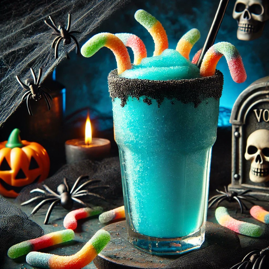 TastecraftC's tweet photo. 🧙‍♀️❄️ Chill Out with a Frozen Witches' Brew!
This spooky, frozen cocktail features a striking blue color, a frosty texture, and a black sugar rim. Garnished with gummy worms, this bewitching brew is perfect for your Halloween party! 🎃✨

✨ What’s Inside:
Vodka & Blue Curaçao
Lemonade & Ice
Black Sugar Rim & Gummy Worms

Get ready to sip on something spooky this Halloween! 🧙‍♀️

🔗 Recipe Here: https://t.co/O2dqywjUjQ

Follow us for new recipes and/or comment, and we can make recipes with your favorite ingredients!

#TasteCraftCollective #FrozenWitchesBrew #HalloweenCocktails #SpookySips #HalloweenParty #FrozenCocktails #BlueDrinks #SpookyVibes #Drinkstagram #CocktailHour #HalloweenCelebration