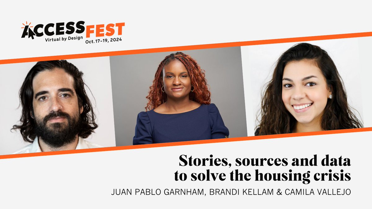 Investigative Reporters & Editors (@ire_nicar) on Twitter photo Housing can be an overwhelming beat.
At #AccessFest24, <a href="/jpgarnham/">Not here anymore. Find me on bluesky</a>, <a href="/brandkells/">Brandi Kellam</a> and <a href="/m_camilavallejo/">Camila Vallejo</a> will talk about how data, sourcing, and research can lead to solutions-oriented journalism. They’ll also share more than a dozen story ideas any reporter can do!
🗓️ Oct. 18, 11 Housing can be an overwhelming beat.
At #AccessFest24, <a href="/jpgarnham/">Not here anymore. Find me on bluesky</a>, <a href="/brandkells/">Brandi Kellam</a> and <a href="/m_camilavallejo/">Camila Vallejo</a> will talk about how data, sourcing, and research can lead to solutions-oriented journalism. They’ll also share more than a dozen story ideas any reporter can do!
🗓️ Oct. 18, 11