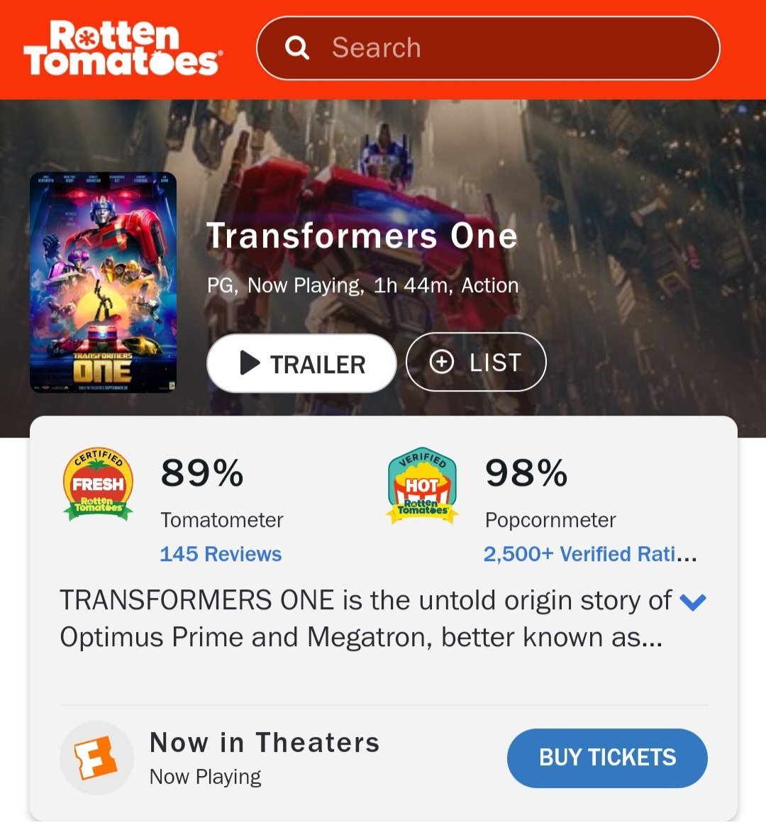 TFHypeGuy's tweet image. You know what IS called ONE?

TRANSFORMERS ONE!

TF One is a beautiful film praised by both critics and fans alike! If there's one movie you see this weekend make it TRANSFORMERS ONE, you will NOT regret it!

Make your weekend a #TFWeekend