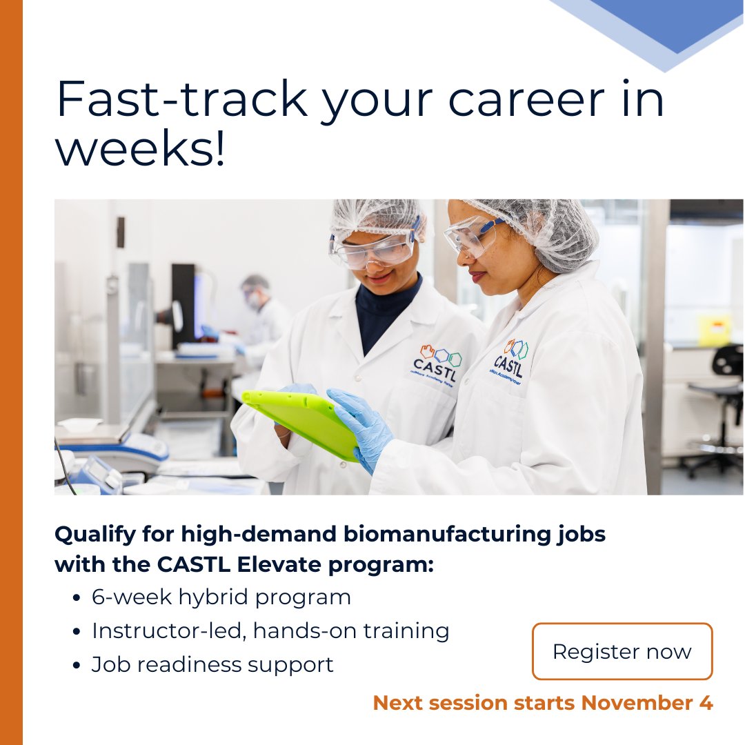 CASTL (@castlcanada) on Twitter photo Enter the growing field of biomanufacturing with CASTL's Elevate program. Apply now at: bit.ly/3TYG0Qk <a href="/adMare_Bio/">adMare BioInnovations</a> <a href="/paletteskills/">Palette Skills</a> Enter the growing field of biomanufacturing with CASTL's Elevate program. Apply now at: bit.ly/3TYG0Qk <a href="/adMare_Bio/">adMare BioInnovations</a> <a href="/paletteskills/">Palette Skills</a>