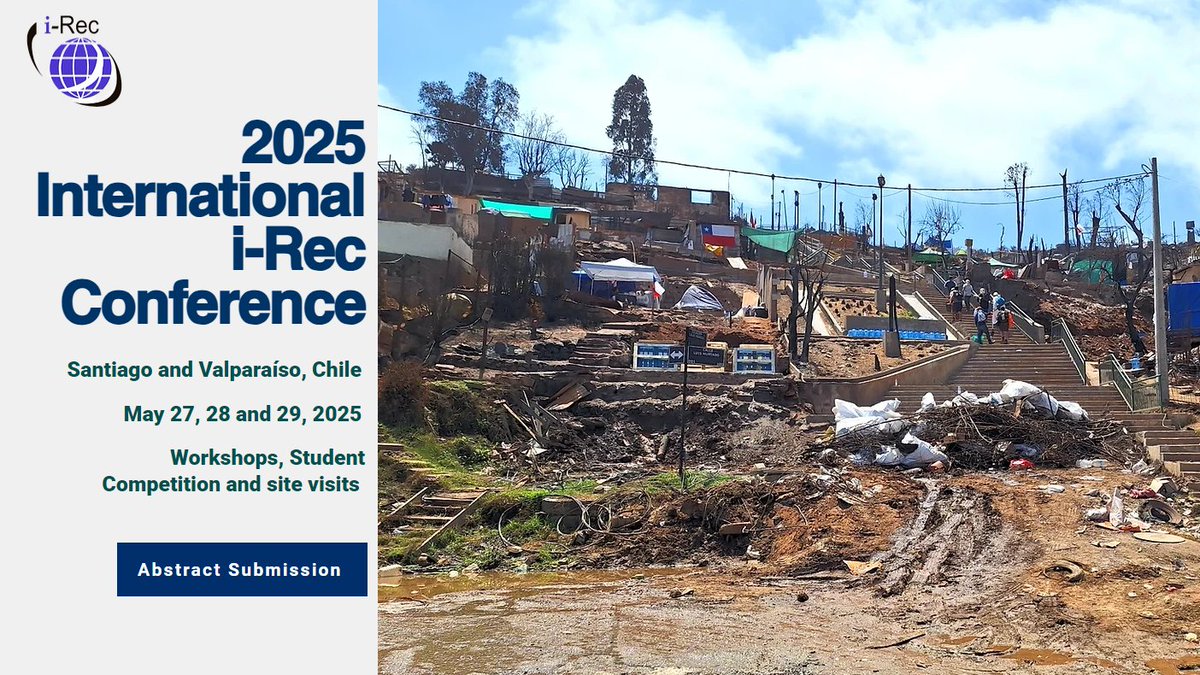 Explore “(in)formalities” at the 2025 i-Rec Conference. Contribute &amp; enrich understanding of how formal and informal actions drive positive outcomes in #ClimateResponse, #DisasterRiskReduction &amp; #reconstruction.
📅 Register: i-rec2025.cl
See you in 🇨🇱, May 27-29, 2025!