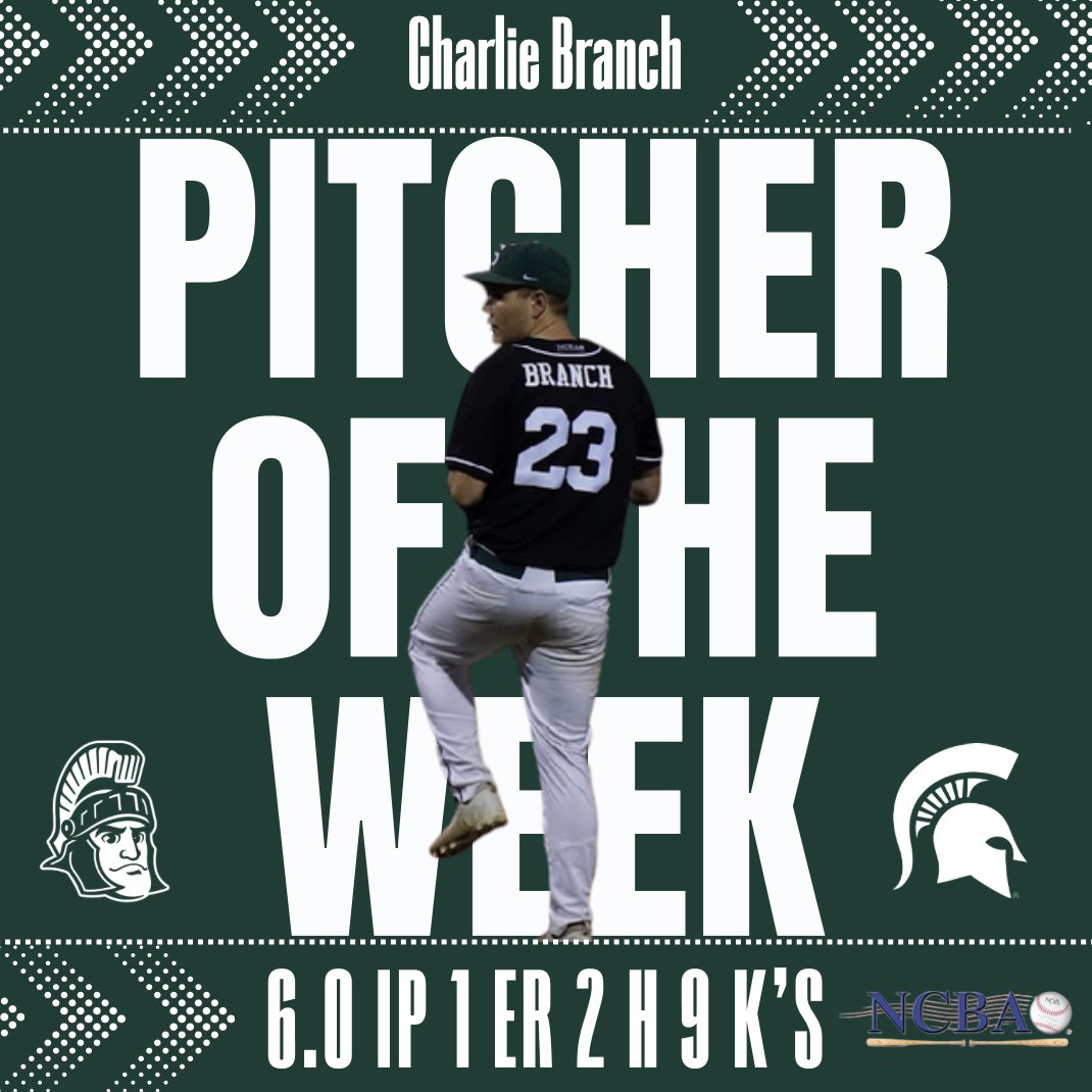 MSUBaseballClub's tweet image. Congrats to Caleb Tuttle and Charlie Branch for Earning National Player and Pitcher of the week! @The_NCBA