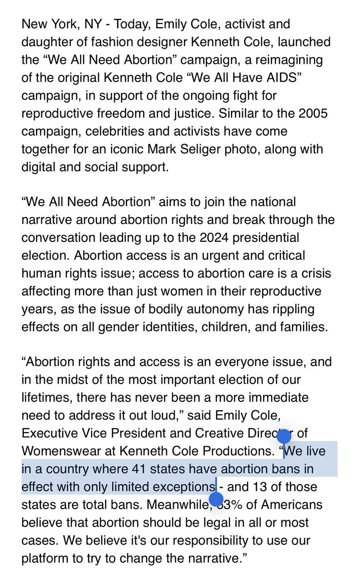 SusanRinkunas's tweet image. Interesting that Kenneth Cole’s daughter is putting out more accurate information on the number of state abortion bans than national reproductive rights orgs. 41 states have bans at some point in pregnancy, not 22. (Second photo of PP map annotated by @RHAVote)