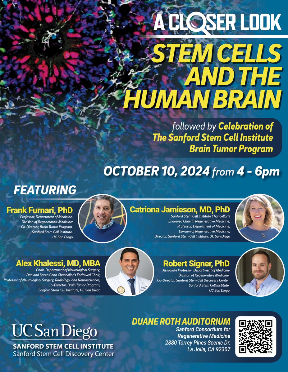 UCSD Sanford Stem Cell Institute (@ucsdstemcell) on Twitter photo bit.ly/4fW1HJR Join us 10/10 4-6pm for "A Closer Look at Stem Cells and the Human Brain" and our celebration of the Brain Tumor Program at #UCSanDiego with the Sanford Stem Cell Institute and Neurological Surgery <a href="/UCSDNeuroSurg/">UC San Diego Neurological Surgery</a> #stemcells #cancer #tumors #research #UCSD bit.ly/4fW1HJR Join us 10/10 4-6pm for "A Closer Look at Stem Cells and the Human Brain" and our celebration of the Brain Tumor Program at #UCSanDiego with the Sanford Stem Cell Institute and Neurological Surgery <a href="/UCSDNeuroSurg/">UC San Diego Neurological Surgery</a> #stemcells #cancer #tumors #research #UCSD