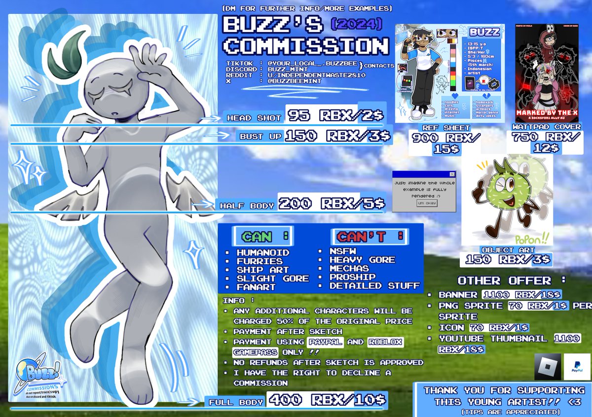 buzzbeemint's tweet image. Whoops forgot to post this here,,,
DM on discord if interested!! (User is buzz_mint) 
.
.
Thank you for supporting!! ^_^
Hope i can get 30 bucks this month 🫶