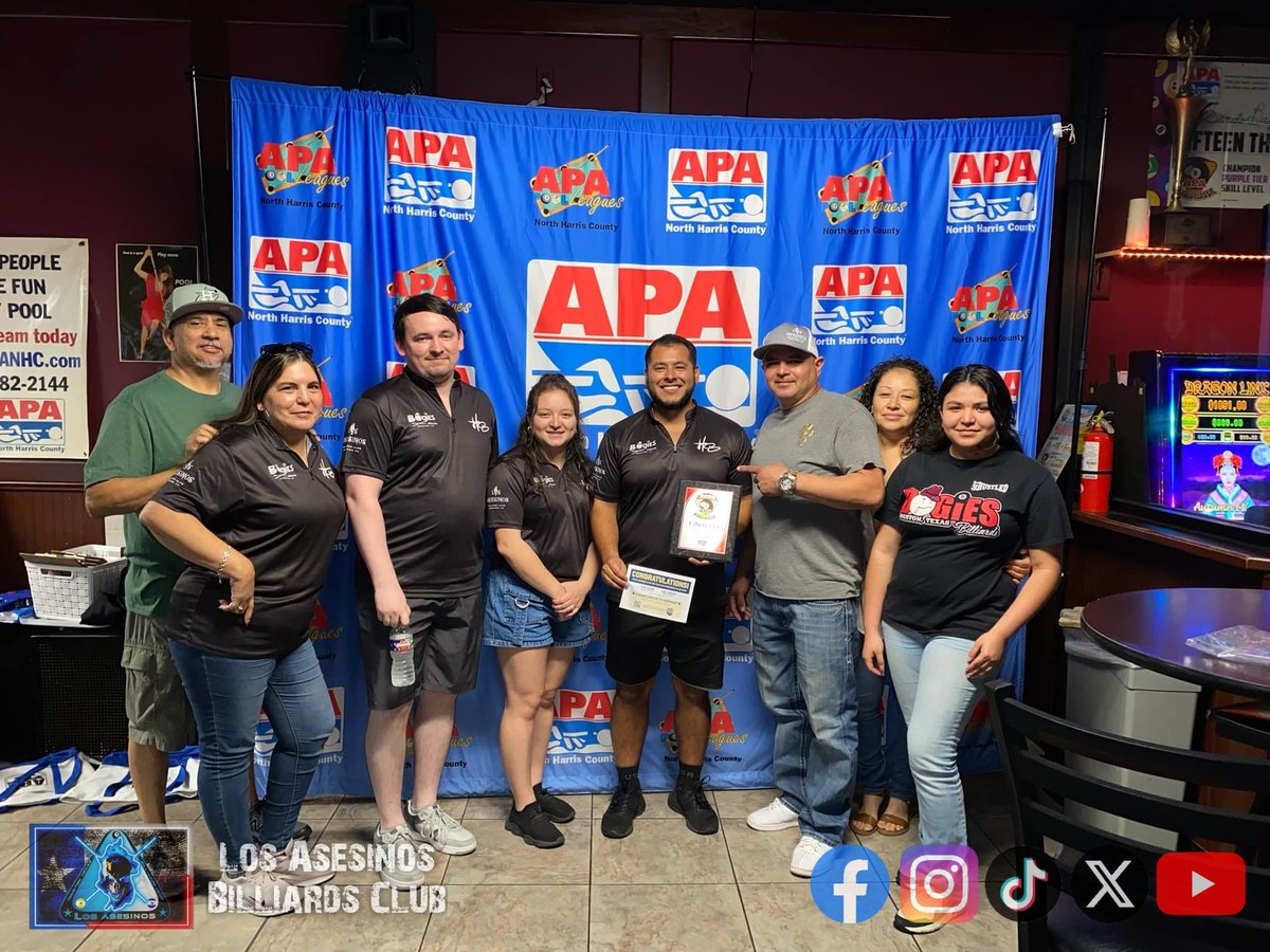 losasesinoshtx's tweet photo. Congratulations to Luis Perez &amp; Martyn Glancy for punching their ticket to Vegas in the 2024 APA 8 &amp; 9 Ball Fall Regionals tournament

#losasesinosbilliardsclub #bogiesbilliardsandsportsbar #bigtymes #billiardsclub #houstonbilliards #APA #regionals  #houston #texas #lasvegas https://t.co/p9X0dYM9ON