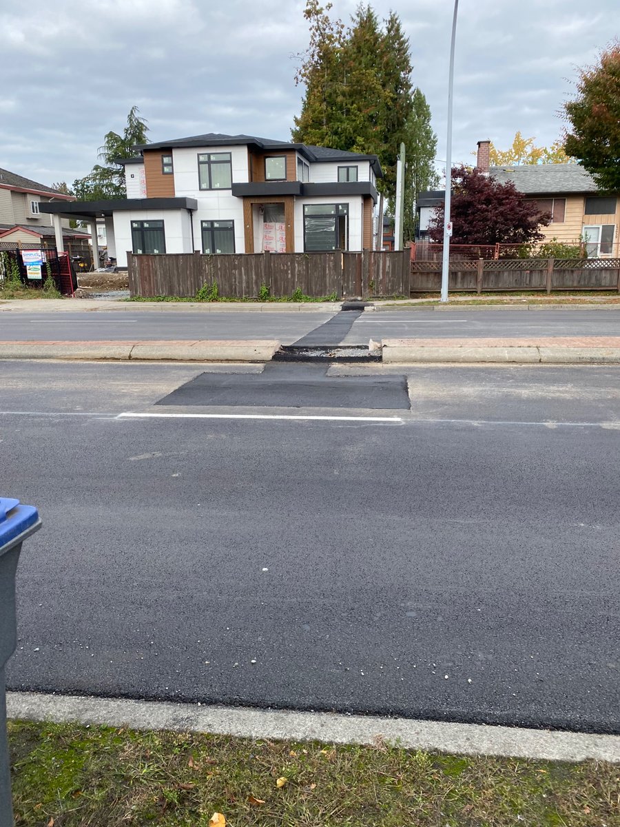 Gandhri's tweet photo. .@CityofSurrey resurfaced 96 avenue between 128 &amp; 125 and somebody building new house has messed it up already. No effort to do a decent job, big bump in the middle of the road. https://t.co/R5zFYemFQs