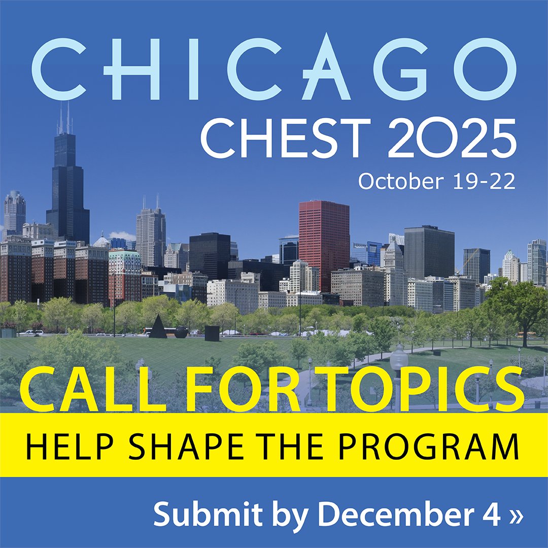 Thank you for such a wonderful #CHEST2024! We can't wait to see you at the next annual meeting. Tell us what you want to learn at CHEST 2025 by submitting a topic today: hubs.la/Q02SK9Q90