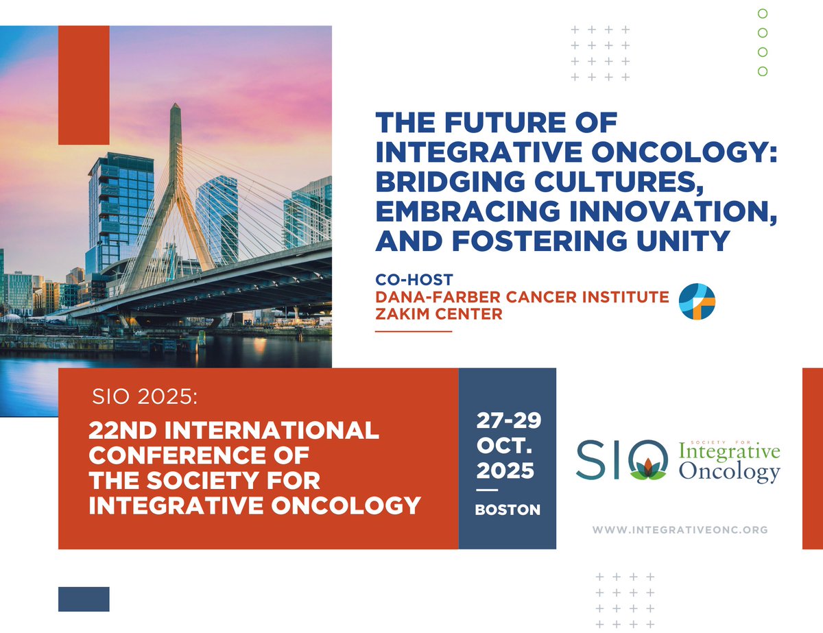 Society for Integrative Oncology (@integrativeonc) on Twitter photo Save the date! SIO is excited to partner with Dana Farber Cancer Institute in hosting the 22nd SIO International Conference in beautiful Boston next year on October 27-29, 2025. #integrativeoncology <a href="/DFCI_BreastOnc/">Dana-Farberās Breast Oncology Center</a> <a href="/tingbao2011/">Ting Bao, MD</a> . Please retweet, make plans and spread the news! Save the date! SIO is excited to partner with Dana Farber Cancer Institute in hosting the 22nd SIO International Conference in beautiful Boston next year on October 27-29, 2025. #integrativeoncology <a href="/DFCI_BreastOnc/">Dana-Farberās Breast Oncology Center</a> <a href="/tingbao2011/">Ting Bao, MD</a> . Please retweet, make plans and spread the news!