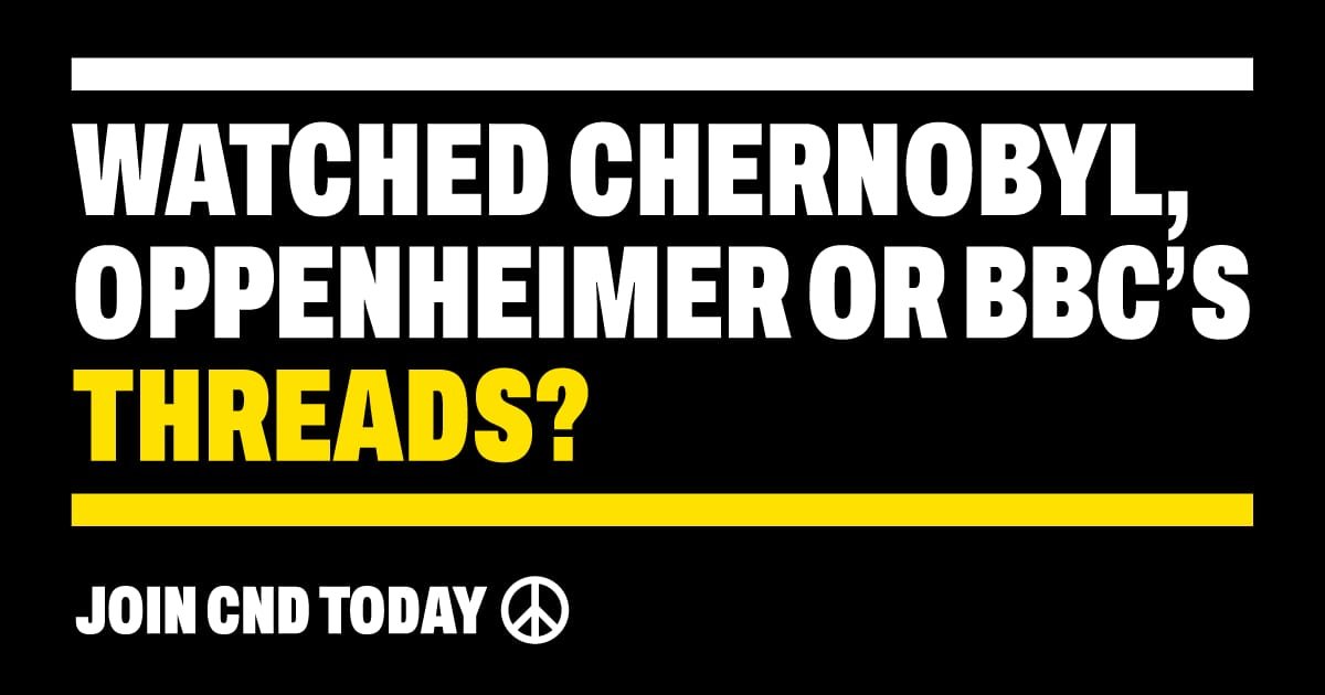 CNDuk's tweet photo. #Threads40: None of us want #Threads to become a reality - in Britain or anywhere. But conflicts in Ukraine & Middle East increase risk of nuclear weapons being used. Be part of the growing opposition to nuclear war!
Join CND today: https://t.co/zdGNm9kPPK https://t.co/0V02BRasRc