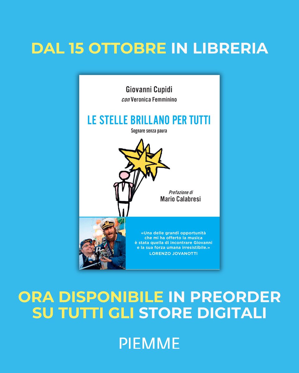 drking_77's tweet photo. Il 15 ottobre esce il mio nuovo libro "Le Stelle Brillano per Tutti"! Scritto con @VeronicaFemmini ed edito da @edizpiemme
La prefazione è di @mariocalabresi.
Un grazie a @lorenzojova
Qui il link per preordinare su Amazon
https://t.co/3nwxxVbJxx
#LeStelleBrillanoPerTutti #Piemme https://t.co/VRcV2tdCcq