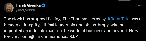 NDTVProfitIndia's tweet image. #RatanTata was a beacon of integrity, ethical leadership and philanthropy, writes #RPGGroup Chairman Harsh Goenka. 

Read: bit.ly/3ZSUHYQ