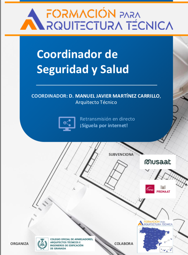 ✳️ Curso subvencionado.
✳️Curso de Coordinador en materia de Seguridad y Salud, on line retransmisión en directo y clases grabadas.
✳️Duración total: 200 horas, 60 horas con presencia de ponentes y 140  de trabajo autónomo del alumno.
coaatgr.es/formacion/coor…