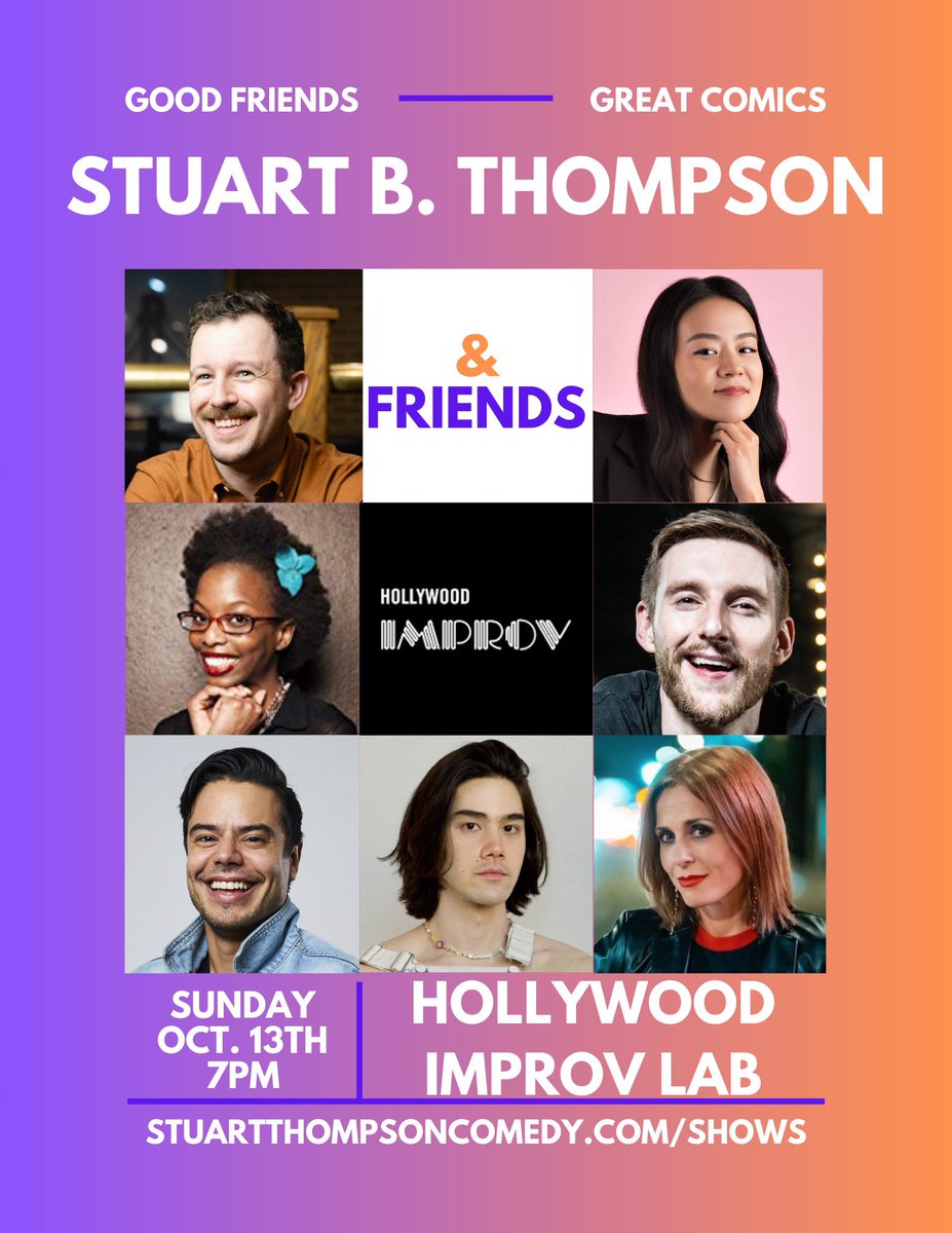 Stuart B. Thompson (@stuartbthompson) on Twitter photo Looking forward to some really fun shows this weekend! Saturday <a href="/Hahacafecomedy/">HaHa Comedy Club</a> & Sunday is my show <a href="/HollywoodImprov/">Hollywood Improv</a> in the Lab!
🎟️ stuartthompsoncomedy.com/shows
📸 <a href="/JimMcCambridge/">Jim McCambridge</a>
#thisweekend #saturday #sunday #losangelescomedy Looking forward to some really fun shows this weekend! Saturday <a href="/Hahacafecomedy/">HaHa Comedy Club</a> & Sunday is my show <a href="/HollywoodImprov/">Hollywood Improv</a> in the Lab!
🎟️ stuartthompsoncomedy.com/shows
📸 <a href="/JimMcCambridge/">Jim McCambridge</a>
#thisweekend #saturday #sunday #losangelescomedy