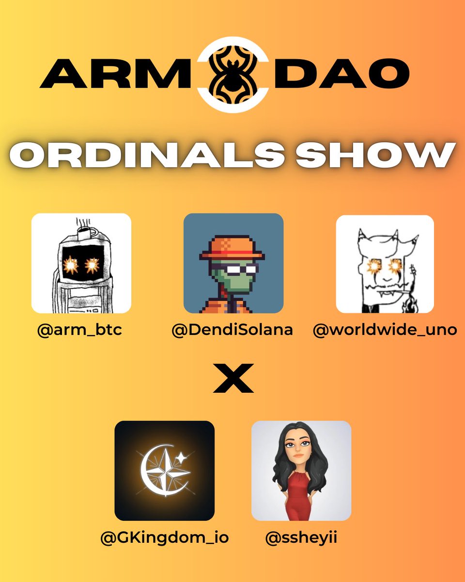 📢 We are excited to announce that an "Ordinals Show" AMA session will take place, featuring Galactic Kingdom team (<a href="/GKingdom_io/">Galactic Kingdom</a>) and their well known CM @sheyii

Set up your reminders ⤵️⤵️⤵️ 

🔗 Join: x.com/i/spaces/1Yqxo…
📅 Date: October 10
⏰ Time: 7PM UTC