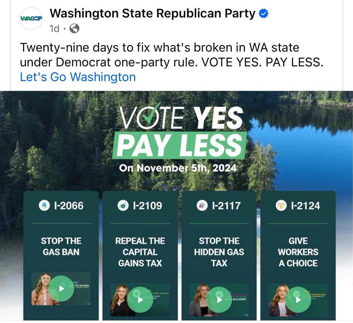 CCRWofWA's tweet photo. ✔️VOTE YES on the 4 Initiatives! #voteyespayless #letsgowashington #election #wagop https://t.co/RnXcnTSbjx