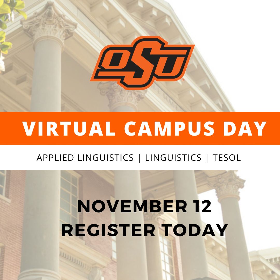 TWO Days Away! Learn about our Graduate Programs in the #AppliedLinguistics, #Linguistics, and #TESOL program <a href="/okstate/">Oklahoma State Univ.</a>. Visit our website to learn more: virtualcampusday.my.canva.site Applications Due #January5! #PhD #MA #TESOLCertificate