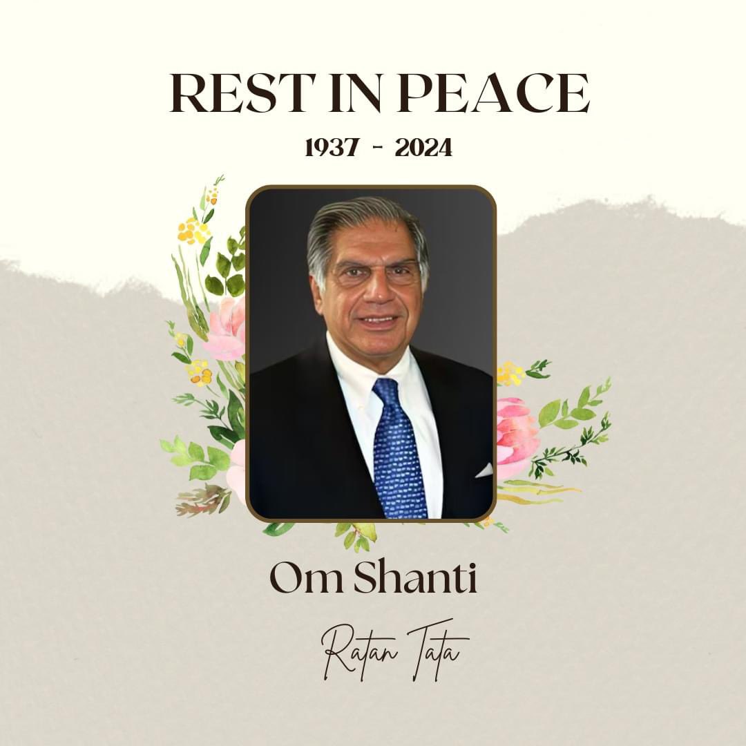 OfficalGovind's tweet photo. India has lost a Ratan. 
It is the end of an era 😢 
Om Shanti 🙏 https://t.co/uox4dH6IaW