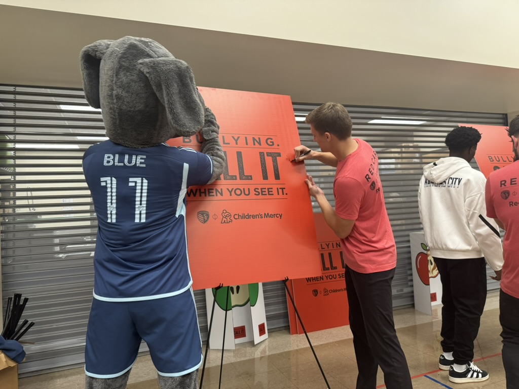 October is Bullying Prevention month. Last week, the students at <a href="/NoblePrentis/">Noble Prentis Elementary USD 500</a> teamed up with <a href="/SportingKCII/">SKCII</a> and <a href="/ChildrensMercy/">Children's Mercy</a> to learn about bullying and what they can do if they experience bullying or see someone else being bullied.