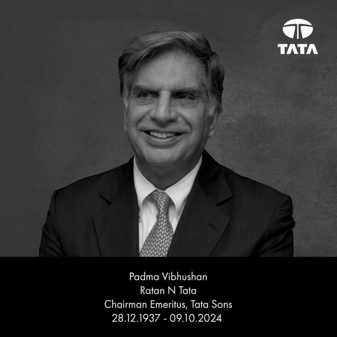 The world has lost a visionary today. Sir, Ratan Tata's legacy goes far beyond business—he embodied integrity, compassion, and innovation. His impact on India's growth and philanthropy will continue to inspire future generations.

Rest in peace, Sir. Your legacy will live on.