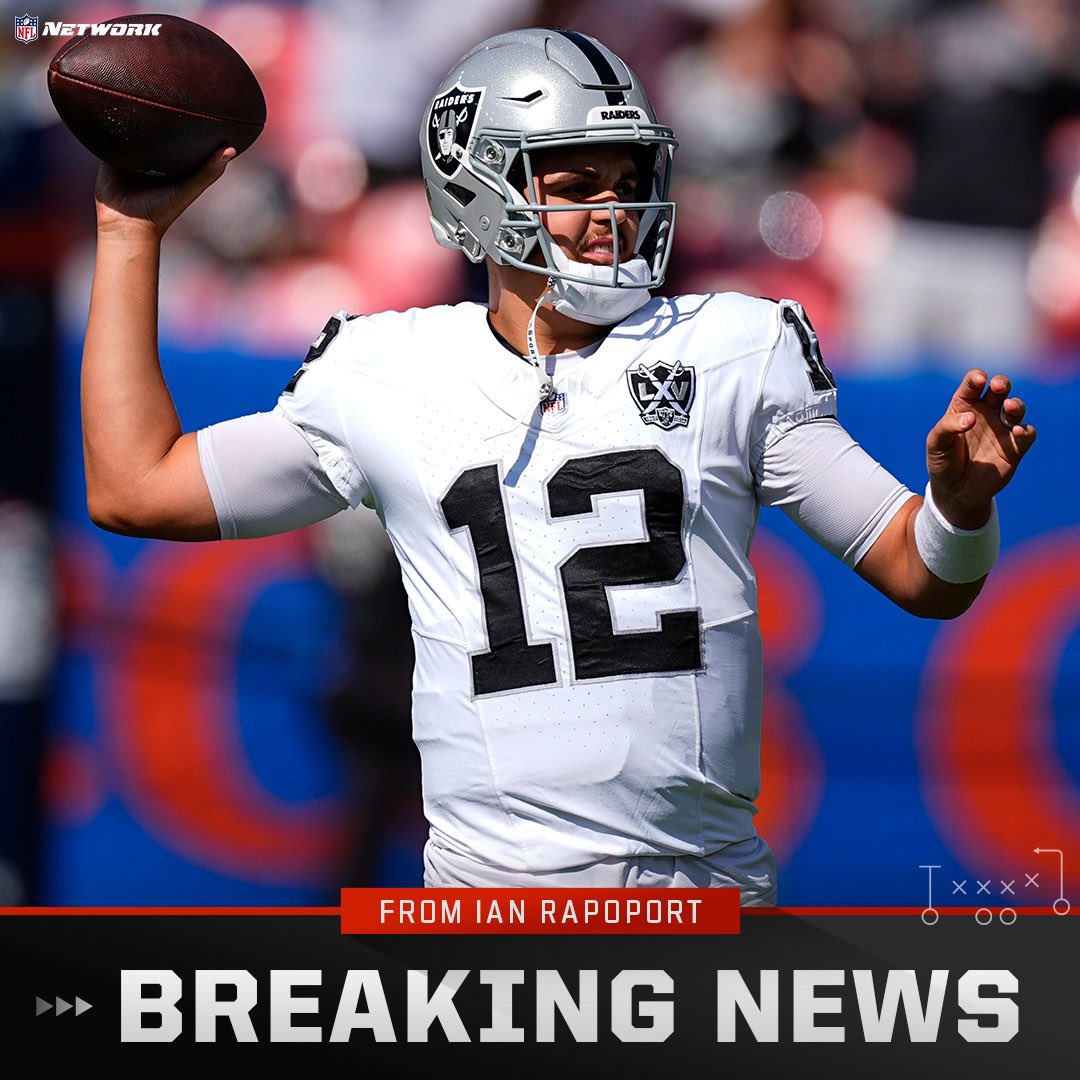 QB news: The #Raiders are making a move, as coach Antonio Pierce has named QB Aidan O’Connell as the starting QB this week.

Gardner Minshew, the starter thus far, heads to the bench.