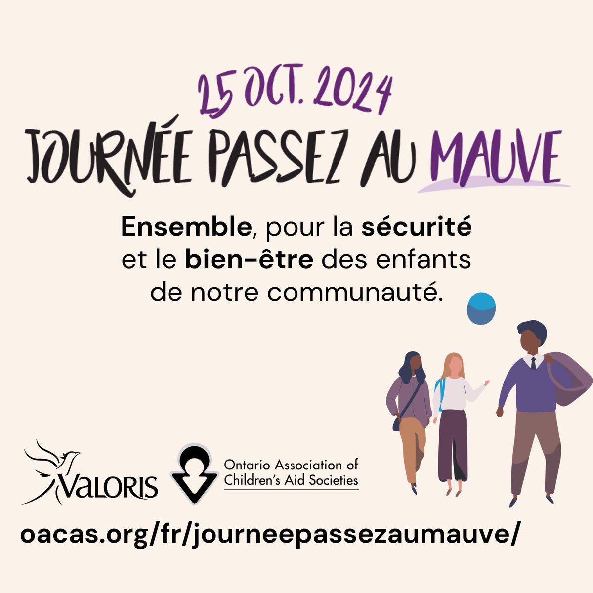 Le 25 octobre 2024 est la Journée Passez au mauve en Ontario! C’est une occasion pour nous souvenir du rôle important que nous jouons tous pour soutenir les enfants, les jeunes et les familles de Prescott-Russell. 
valorispr.ca/fr/nouvelles/j… 💜
