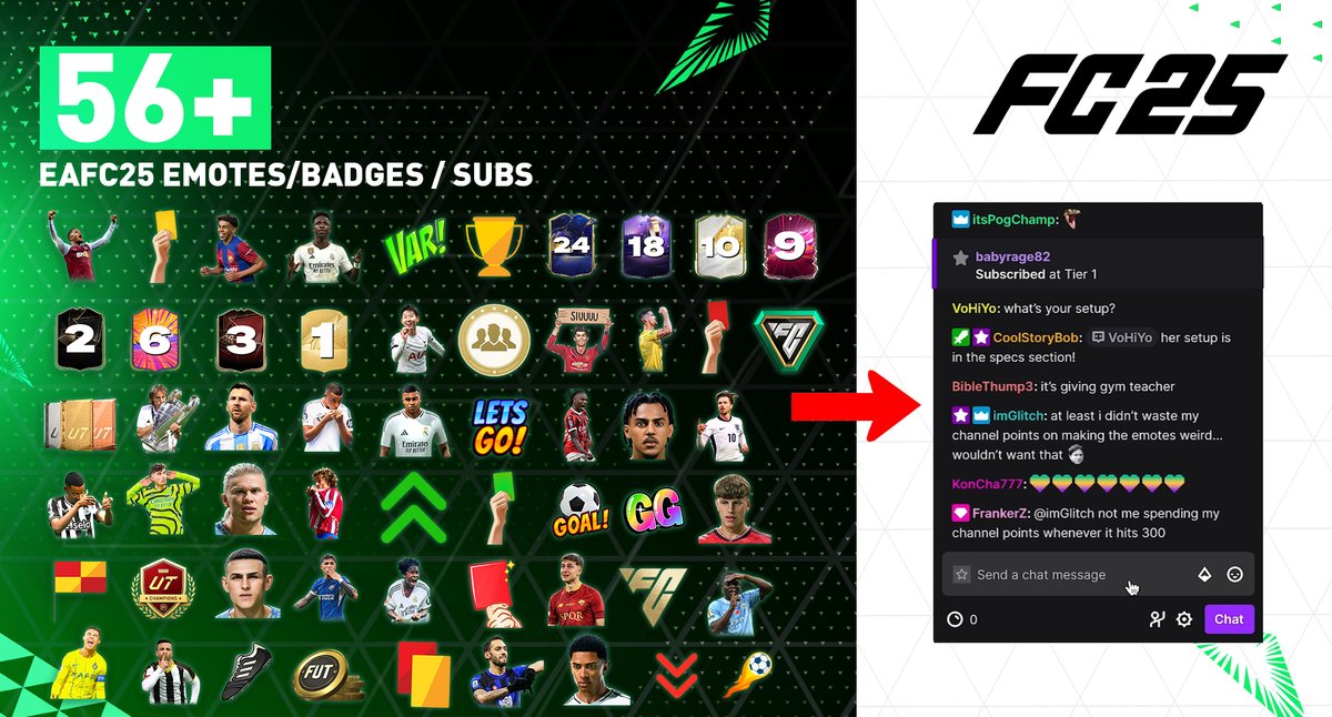 nanocrea_'s tweet photo. 🚨 New FC25 Twitch Emotes Pack is here! 🚨
💬 +56 subs, badges & emotes to boost your chat interaction!
🎮 Perfect for FC25 streamers!
🔗 Check it out here: https://t.co/3MFxXvmCu5
#FC25 #Twitch #EmotesPack #StreamerTools https://t.co/P7fWxcyFts