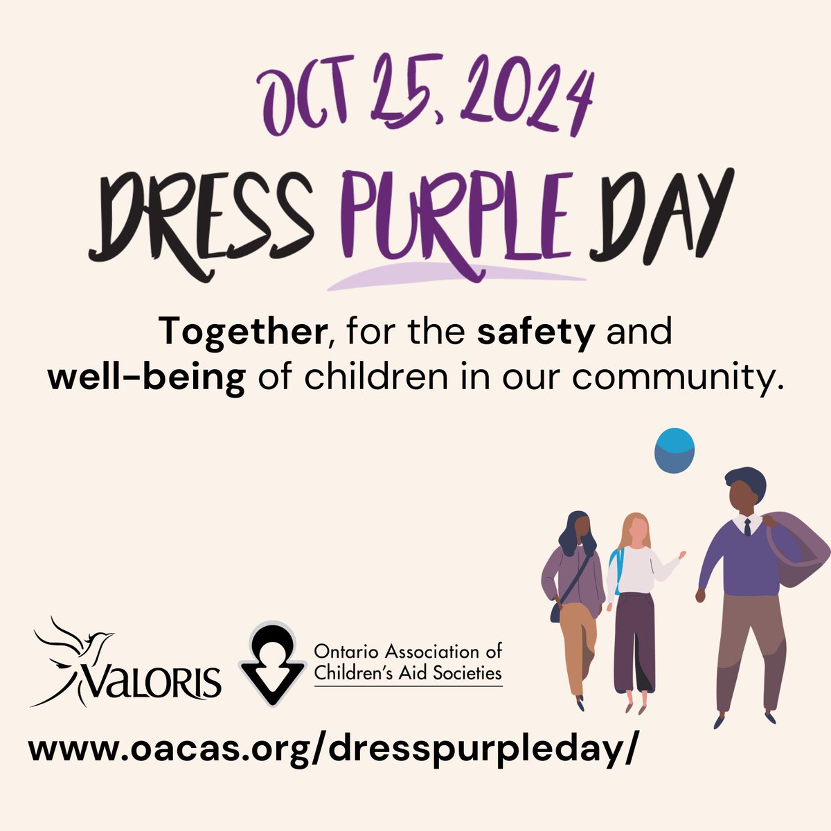 October 25, 2024, is Ontario Dress Purple Day! This is an opportunity to remind ourselves of the important role we all play in supporting children, youth, and families in Prescott-Russell. Everyone has the right to feel safe. 
valorispr.ca/en/news/idress… 💜