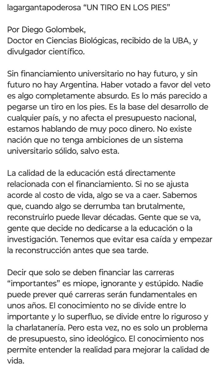 De una nota que me hicieron hoy en <a href="/gargantapodero/">La Garganta Poderosa</a> 
UN TIRO EN LOS PIES