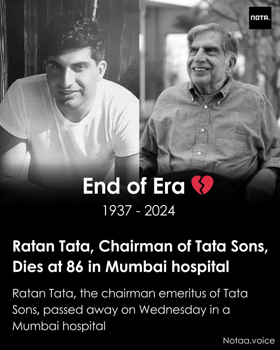 notaavoice's tweet photo. We Lost Our Gem 💔
.
.
#RatanTata #rip #tata https://t.co/7zFMfpYur1