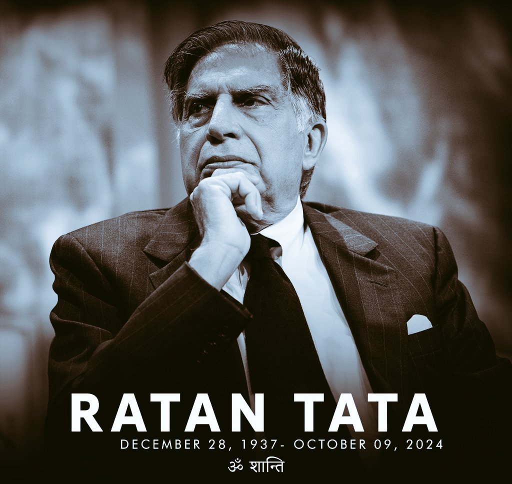 aatishparashar's tweet photo. The clock has stopped, and a legend departs. #RatanTata, a towering figure of integrity,  leadership, and philanthropy, leaves an indelible mark on the world of business and beyond.

His spirit will continue to inspire, and his memory will forever soar. 

Rest in peace. 🙏🏻 https://t.co/zR79ZVW4fl