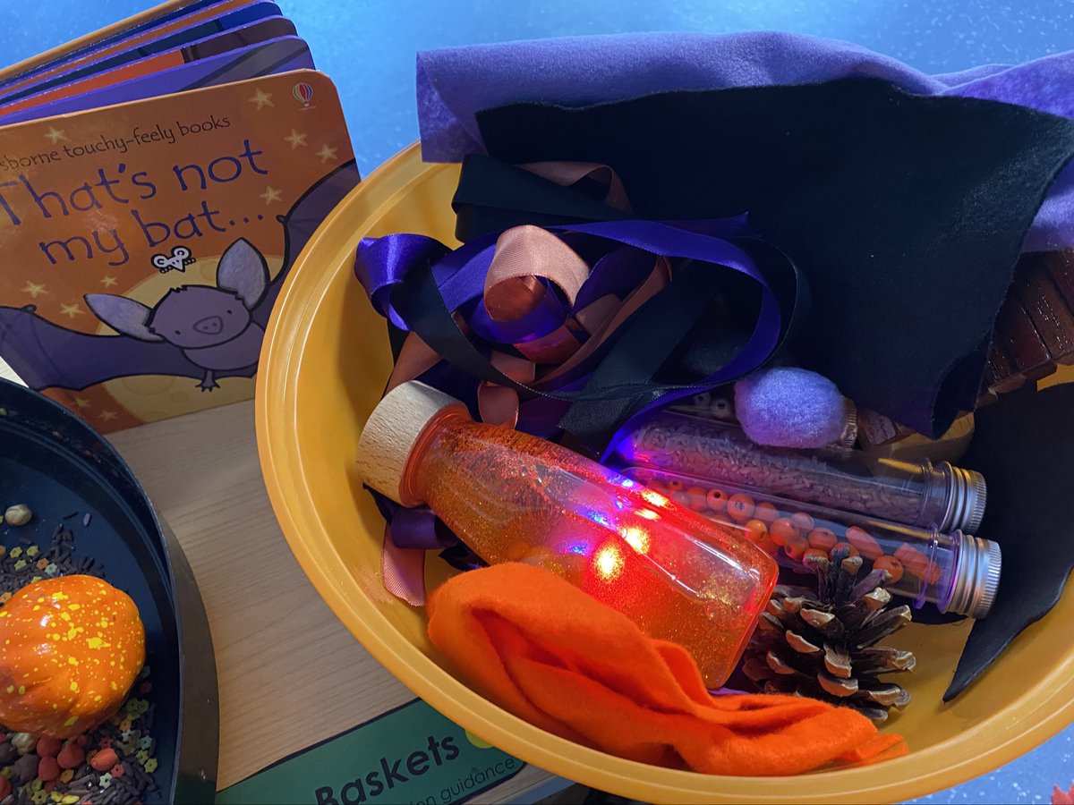 Today I introduced some treasure-basket style resources to help extend the book ‘That’s not my bat..’ They are designed to encourage engagement and curiosity, using textures and auditory stimulation, which can be accessed by every child despite any multi-sensory impairment. #PMLD