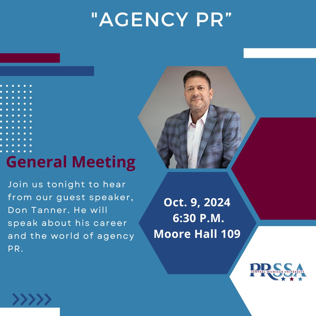 Hope to see you all at our general meeting tonight in Moore 109 to hear from guest speaker, Don Tanner about agency PR!
#cmuprssa #prpros