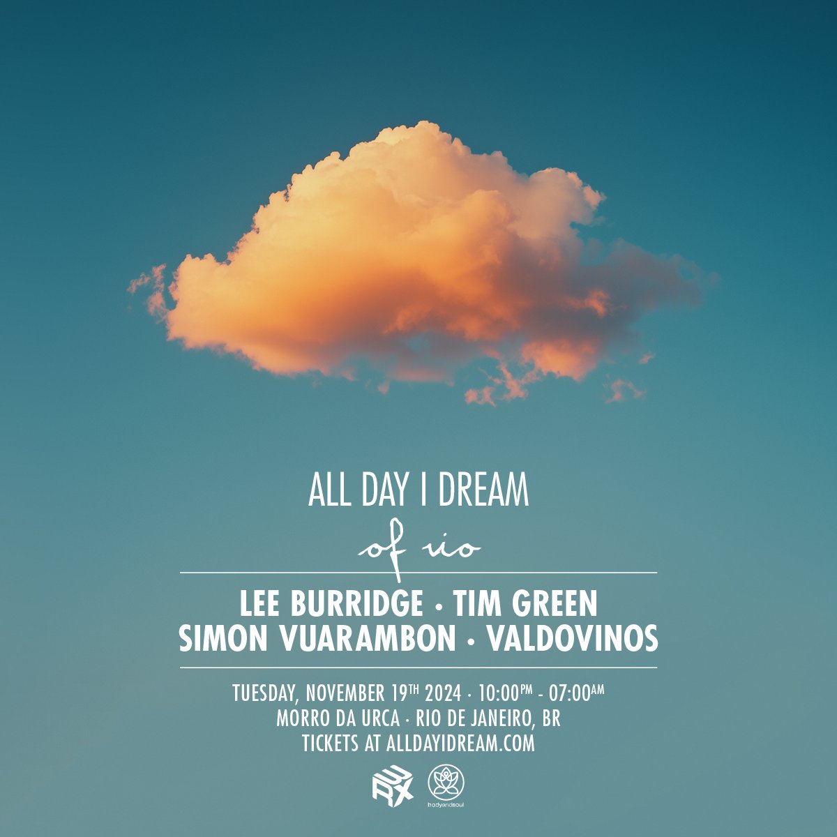 I'm coming to Rio for <a href="/AllDayIDreamOf/">All Day I Dream</a> w/ <a href="/leebu/">Lee Burridge</a>, <a href="/simonvuarambon/">Simon Vuarambon</a> &amp; Valdovinos! 🇧🇷
🎫bit.ly/4eDs5qW