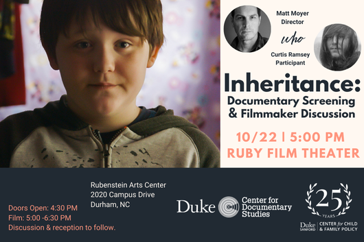 Center for Child and Family Policy (@dukechildpol) on Twitter photo Please join us Oct. 22 at 5pm for an exclusive screening of “Inheritance,” a compelling new documentary that traces the roots of addiction through the lens of one boy’s journey and his family’s struggle over four generations. More details and RSVP: childandfamilypolicy.duke.edu/event/inherita… Please join us Oct. 22 at 5pm for an exclusive screening of “Inheritance,” a compelling new documentary that traces the roots of addiction through the lens of one boy’s journey and his family’s struggle over four generations. More details and RSVP: childandfamilypolicy.duke.edu/event/inherita…