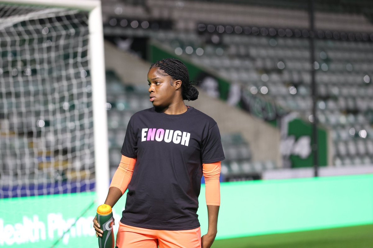 We’re proud to see Plymouth Argyle Women’s team players wearing our ENOUGH T-shirts during today’s warmup💚

36,000 women in our city will experience at least one form of harassment this year. 

We are united in support of Domestic Violence Awareness Month.

#TreviWomen