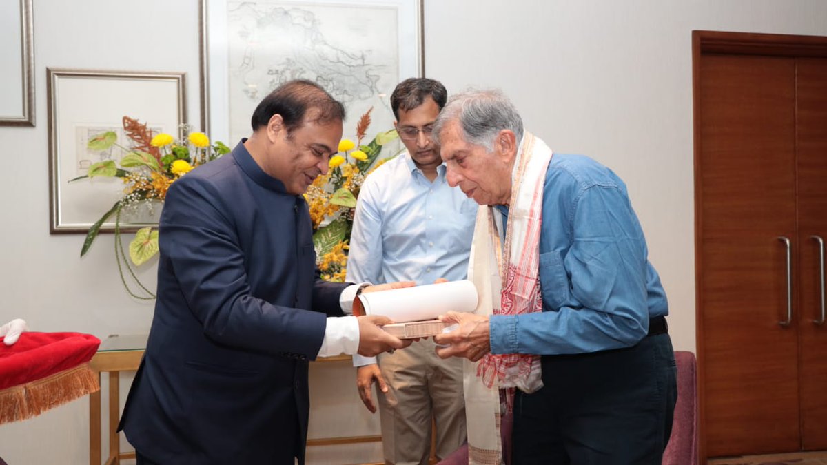 himantabiswa's tweet photo. Shri Ratan Tata Ji’s legacy is one of compassion, statesmanship and unshakeable conviction in the India growth story.  His life is defined by building enterprise and giving back to society. In his demise, people of Assam have lost one of its biggest well wishers.

Shri Tata, a recipient of Assam's highest civilian award, occupied a special place in the hearts and minds of the people of Assam. He took a giant leap of faith for the welfare of Assam. 

He was deeply passionate about improving healthcare in the State and with his vision we gave birth to the Assam Cancer Care Foundation. He played an instrumental role in setting up Tata's Semiconductor facility in Jagiroad and creating several employment opportunities for our youth.

For me it’s a personal loss. My every interaction with him left me wiser, the most recent being when I visited him in Mumbai to thank him for the Semiconductor project and having faith in Assam's abilities as an industrial base. His simplicity and humility is something I will never forget.

His death leaves a huge void which cannot be filled.

My thoughts and prayers are with the members of the Tata family and the nation which mourns the loss of an inspirational leader.

Om Shanti!