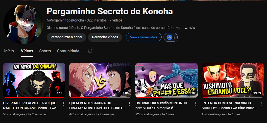Agora que voltamos, vou aproveitar pra divulgar meu canal. youtube.com/@PergaminhodeK…… do youtube. Estou postando há 1 mês, mais ou menos.