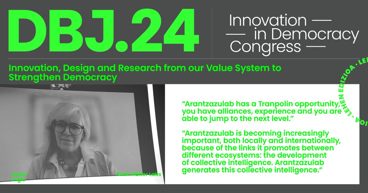 #DBJ2024🔥🗣️ <a href="/JayneEngle/">Jayne Engle</a> <a href="/DarkMatter_Labs/">Dark Matter Labs</a>: "<a href="/arantzazulab/">Arantzazulab</a> redefining democracy for the futures that we need, learn and share with the world".

👀📸