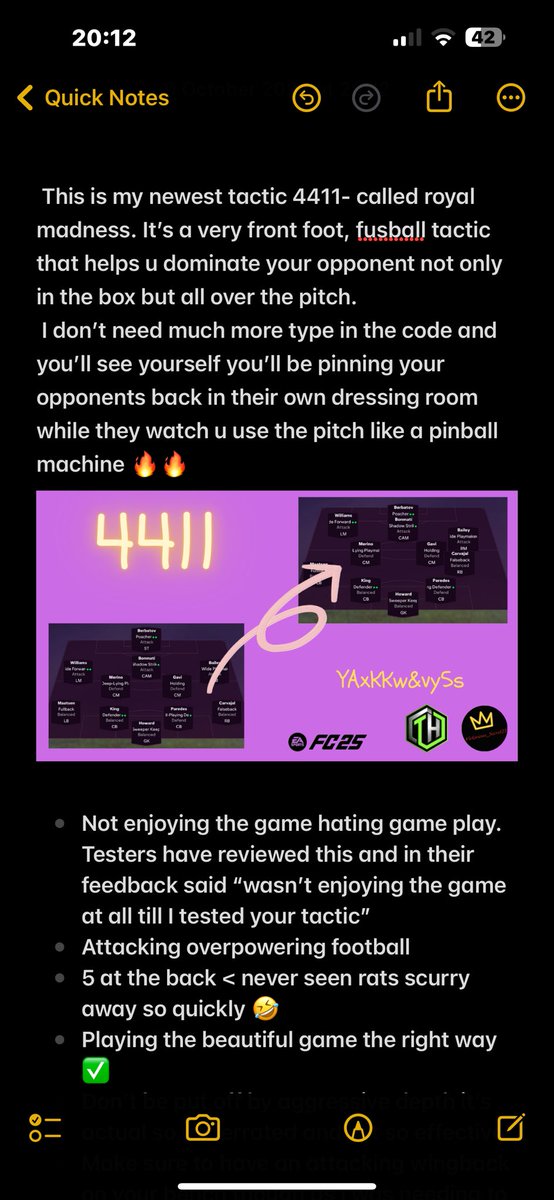 V_Secret23's tweet image. ROYAL MADNESS- My newest creation 
@EAFCTacticalHub @TacticalMac7 @Quick_RageEAFC 
Share this around and let anyone try it! You won’t be disappointed 👸 

Feedback is included will be in comments👀👀💚