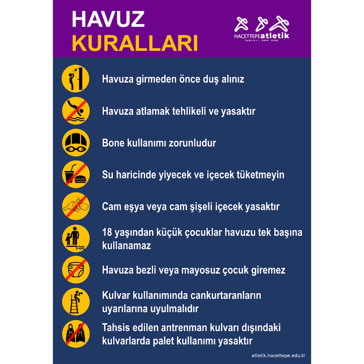 huatletik's tweet photo. HacettepeAtletik tesislerinde sağlıklı bir ortamda, keyifle spor yapabilmeniz için uluslararası standartlar ve alandaki deneyimler değerlendirilerek belirlenmiş bazı kurallarımız bulunmaktadır. 

#hacettepeatletik #hacettepeüniversitesi https://t.co/MYkqQBurUA