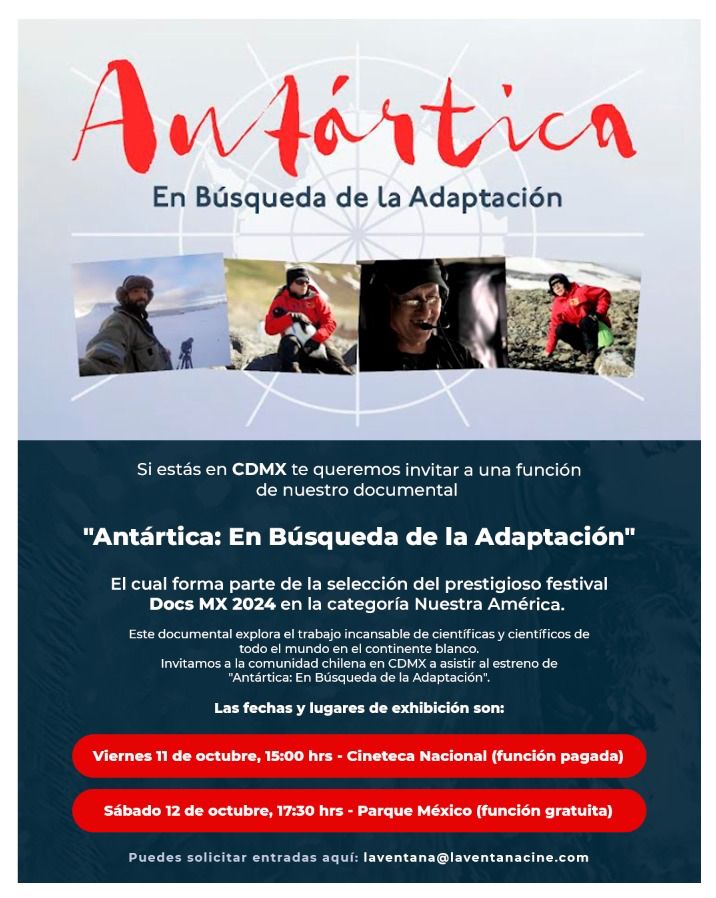 🐧🦭❄️Compartimos invitación para asistir a <a href="/CinetecaMexico/">Cineteca Nacional</a>  a ver documental científico filmado en Territorio Antártico Chileno, producido con el apoyo de <a href="/inach_gob/">INACH</a>  y <a href="/Corfo/">Corfo</a>. Toda la info aquí 👇