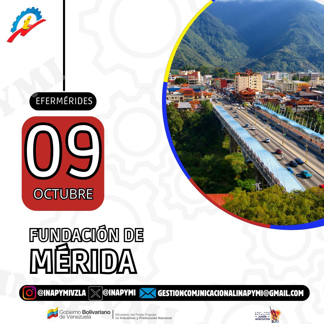 InapymiNE's tweet photo. Efeméride ⚙ || Hoy, conmemoramos 466 años de la fundación de Mérida, una ciudad que ha evolucionado y crecido a lo largo de los siglos. Desde su origen como un pequeño asentamiento, Mérida se ha convertido en un importante centro académico y turístico de Venezuela. @MPPIPNVEN https://t.co/C1T3HQxPSG