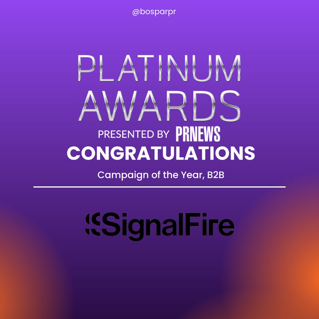 BosparPR's tweet photo. We see familiar names on the 2024 @PRNews Platinum Awards list!

Bospar has been recognized in TEN categories, including wins for:

Campaign of the Year: B2B
Campaign of the Year: Technology

“In two instances, we competed against Adobe and DHL — and won,” exclaimed @thatcurtis. https://t.co/9jeSyCC1QP