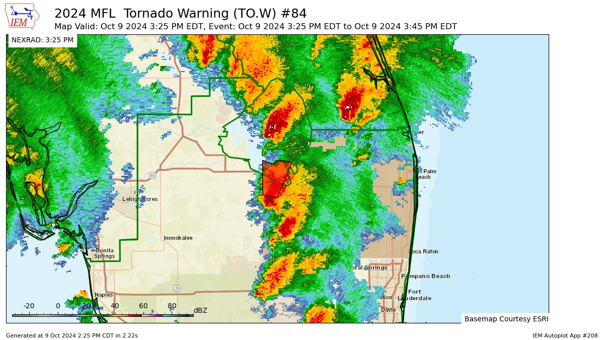 PompanoWeather's tweet photo. MFL issues Tornado Warning [tornado: RADAR INDICATED, hail: 0.00 IN] for Palm Beach [FL] till 3:45 PM EDT https://t.co/Ll2OVju7AO https://t.co/2asxPhdqUf