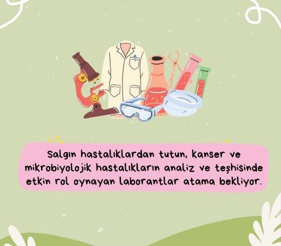 100 binden fazla mezunu olan biz tıbbi lab teknikerleri görev tanınımızda yer alan kan alma birimlerinde görevlendirilmek istiyoruz. Taşeron sorununa çözüm ve şehir hastanelerine diplomalı mezunların kpss puanı ile yerleşmelerini istiyoruz.
<a href="/drmemisoglu/">Prof. Dr. Kemal Memişoğlu</a> 
#LaborantınHakkıOnBin
