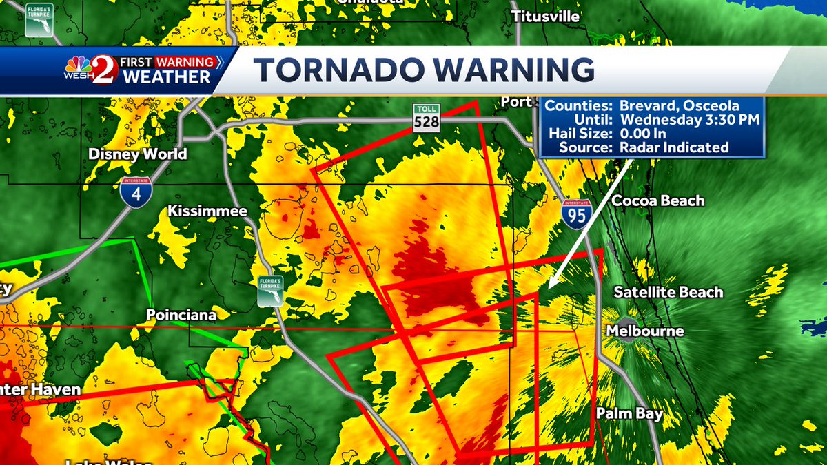 TMainolfiWESH's tweet photo. Here's a closer look at where the Tornado Warning is. Stay with @WESH 2 News... #WESHwx https://t.co/lcl8rmWmek
