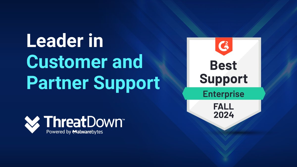 thornbily's tweet photo. Your success is our top priority! We're here to support our customers and partners every step of the way.
G2 recently recognized ThreatDown with the Best Support for Enterprise badge in the Fall 2024 results 🏆  

Speak with a ThreatDown expert today. https://t.co/5cgGSCudLG https://t.co/XwQ2SnSTvB