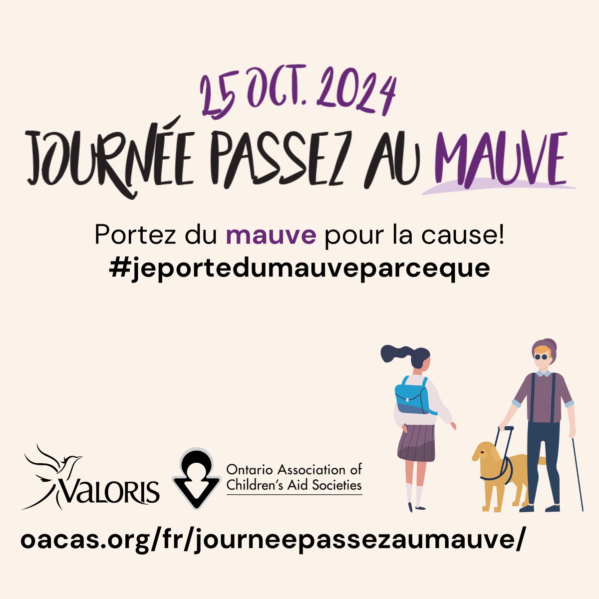 La #JournéePassezaumauve est DEMAIN! Portez du mauve pour montrer votre support à la cause – la sécurité et le bien-être des enfants de notre communauté. Taguez-nous dans vos publications. Nous prendrons vos photos pour créer une mosaïque qui montre la force d’une communauté!💜